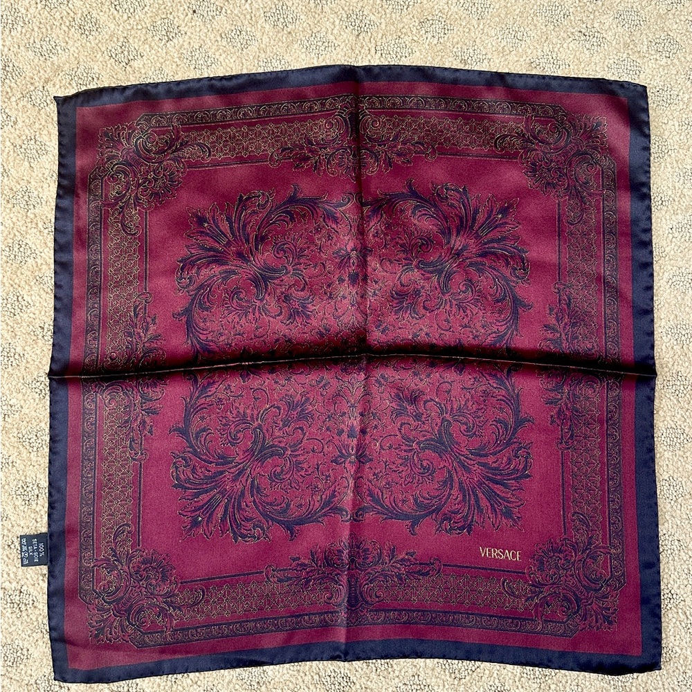 MAROON VERSACE SILK SQUARE